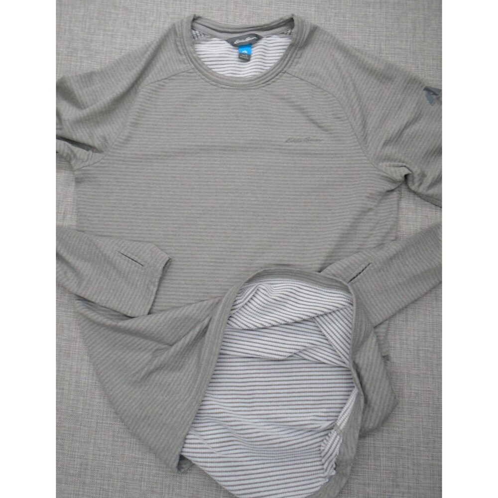 Eddie Bauer Lounge Shirt Men's Small Thermal Ribbed Long Sleeve Grey